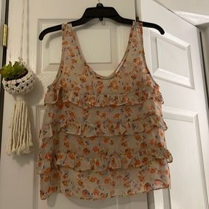 Great Condition Sz. S chalk gray floral BCBG crop top.